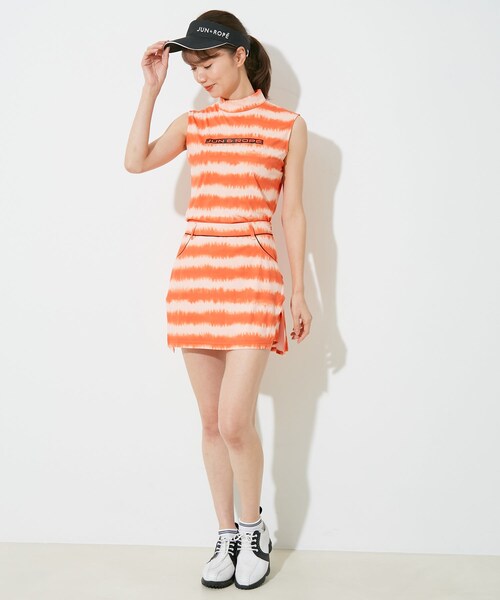 ROPE'（ロペ）の「【セットアップ対応】【UV】【吸水速乾】タイダイボーダーノースリーブプルオーバー（Tシャツ/カットソー・レディース・ブラック/ネイビー/オレンジ・L/M/S）」の12枚目の写真