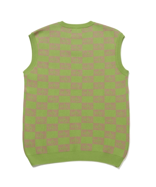 ADAM ET ROPE'(アダムエロペ)の「【WALK IN PARIS/ウォーク イン パリス】Le pull sans manche dammier(ベスト・メンズ・ライトグリーン・L/M)」の4枚目の写真