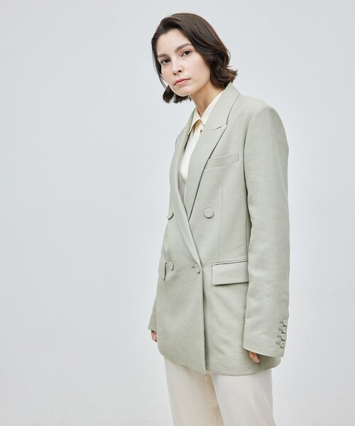 ROPE'（ロペ）の「ヘビーリネン ダブルジャケット（テーラードジャケット・レディース・グリーン系/ネイビー/キナリ・36/38）」の16枚目の写真