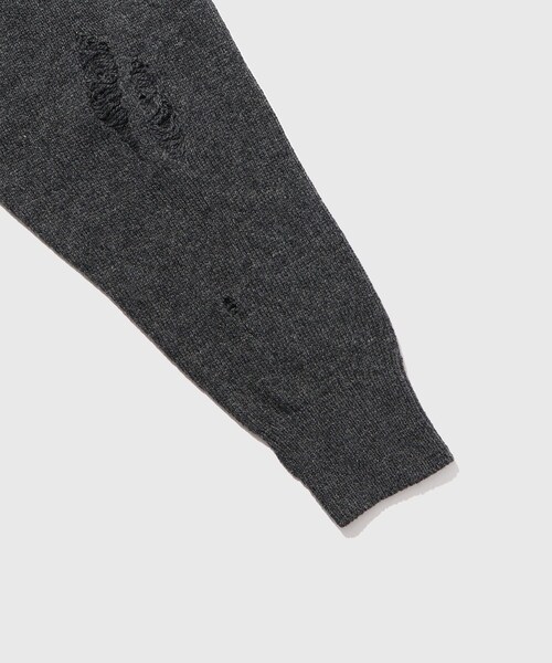 ADAM ET ROPE'（アダムエロペ）の「【JOHN MASON SMITH/ジョン メイソン スミス】7G DAMAGE HAND REPAIR CREW KNIT（ニット/セーター・メンズ・チャコール/キナリ・L/M）」の9枚目の写真