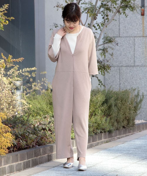 ITEMS URBANRESEARCH（アイテムズ アーバンリサーチ）の「フロントZIPワンマイルオールインワン（サロペット/オーバーオール・レディース・LIGHT GRAY/CHARCOAL/BEIGE・one）」の3枚目の写真