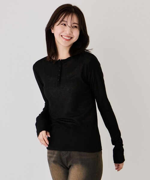 Jayro(ジャイロ)の「ヘンリーネックプルオーバー(Tシャツ/カットソー・レディース・ブラック/グレー/ホワイト系・M)」の7枚目の写真