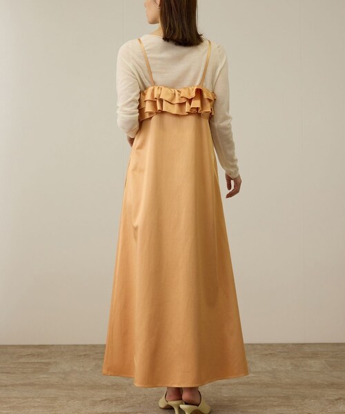ROPE'（ロペ）の「【洗える】シャイニーサテンキャミワンピース（ドレス・レディース・オフホワイト/オレンジ・F）」の19枚目の写真