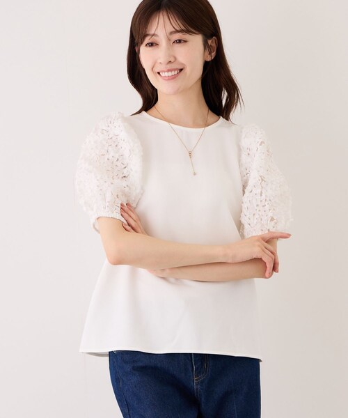 Jayro（ジャイロ）の「チュールスリーブブラウス（シャツ/ブラウス・レディース・ブラック/ホワイト系・M）」の12枚目の写真