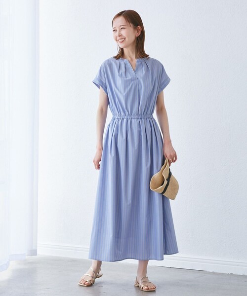ROPE' PICNIC（ロペピクニック）の「【UVカット・接触冷感・イージーケア】スキッパーシャツワンピース（シャツワンピース・レディース・ベージュ/ネイビー/サックス・36/38）」の20枚目の写真
