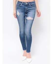 GYDA | ジャストウエスト side connected rippedスキニーデニムパンツ(デニムパンツ)