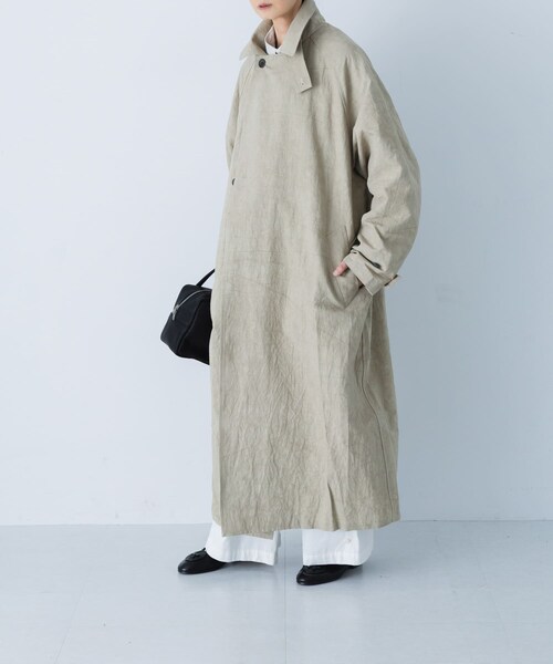 かぐれ（カグレ）の「『ユニセックス』コットンリネンオーバートレンチコート（ステンカラーコート・レディース・L/BEIGE/BEIGE・1/2）」の16枚目の写真