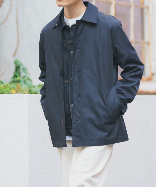 ITEMS URBANRESEARCH(アイテムズ アーバンリサーチ)の「防花粉×UVカット ステンカラーコート(楽着シリーズ)(テーラードジャケット・メンズ・BLK/BEG/KHK・M/L)」の7枚目の写真