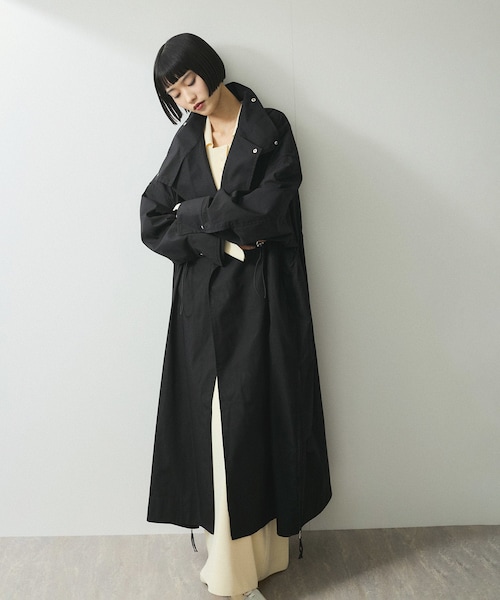 ADAM ET ROPE'(アダムエロペ)の「【WEB限定】スタンドカラーロングモッズコート(モッズコート・レディース・ブラック/オフホワイト/カーキ系・F)」の18枚目の写真