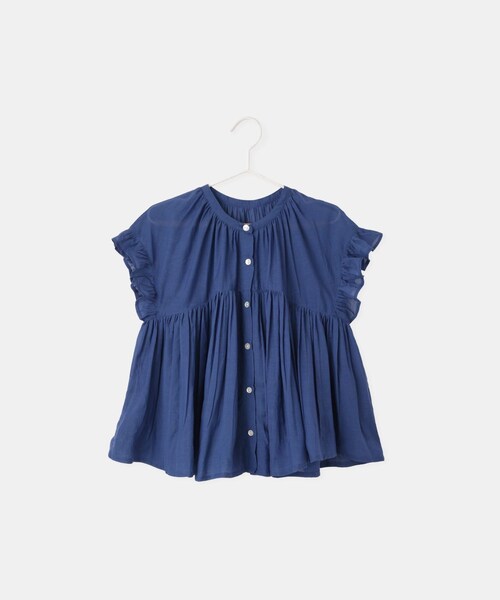 ROPE' PICNIC（ロペピクニック）の「【KIDS/キッズ】コットンボイルギャザーブラウス/リンクコーデ（シャツ/ブラウス・キッズ・ブラック/オフホワイト/ブルー・L/M/S）」の7枚目の写真