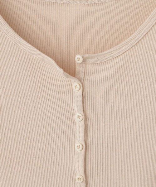 ADAM ET ROPE'(アダムエロペ)の「ハーフスリーブリブTシャツ(Tシャツ/カットソー・レディース・ブラック/ダークブラウン/ベージュ・F)」の21枚目の写真