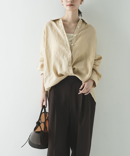 URBAN RESEARCH(アーバンリサーチ)の「リネン2WAYシャツ(シャツ/ブラウス・レディース・PINKSTRIPE/BROWN/BEIGE/BLUESTRIPE/WHITE/BEG STRIPE・Free)」の3枚目の写真