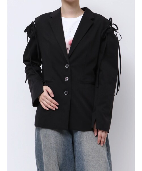 CALNAMUR（カルナムール）の「2WAY RIBBON JK/2WAYリボンジャケット（テーラードジャケット・レディース・グレー/ブラック・F）」の3枚目の写真