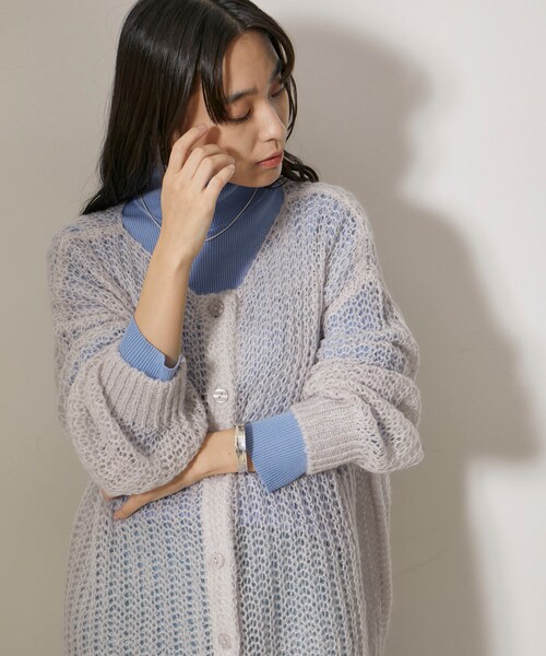 NERGY（ナージー）の「シアーモヘアニット2WAYカーディガン（カーディガン/ボレロ・レディース・ライトグレー/ダークブラウン/オレンジ・F）」の11枚目の写真