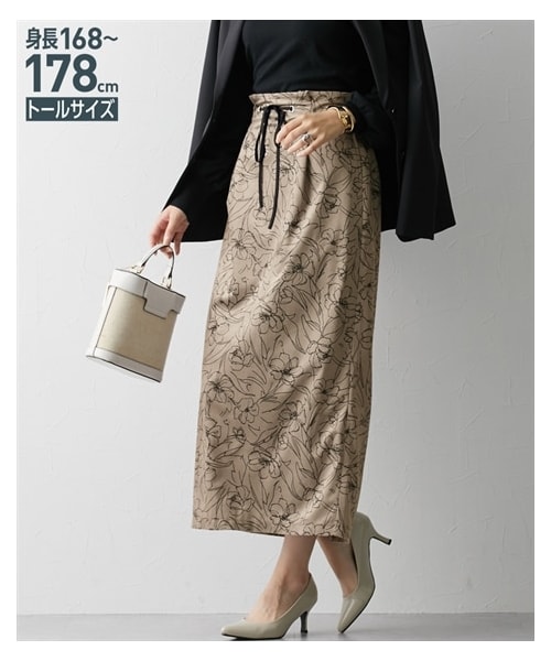 nissen（ニッセン）の「高身長　起毛花柄プリントストレートスカート（トールサイズ）（スカート・レディース・ブラウン系/黒系・MTT/LTT/LLTT/3LTT/4LTT/5LTT）」の8枚目の写真