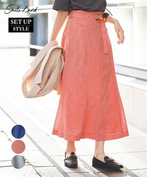 nissen | 大きいサイズ リネンライク細ベルトマーメイドスカート（ゆったりヒップ）（セットアップ対応）(スカート)