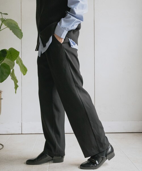 SENSE OF PLACE by URBAN RESEARCH（センスオブプレイスバイアーバンリサーチ）の「ダブルタックワイドスラックス（その他パンツ・メンズ・BLACK/GRAY/BROWN/KHAKI・M/L）」の5枚目の写真