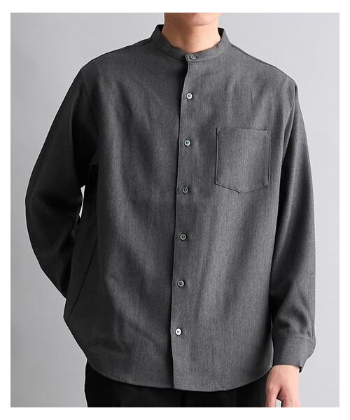 nissen（ニッセン）の「ウールライクバンドカラー長袖シャツ（シャツ/ブラウス・メンズ・グレー/ネイビー・M/L/LL）」の4枚目の写真