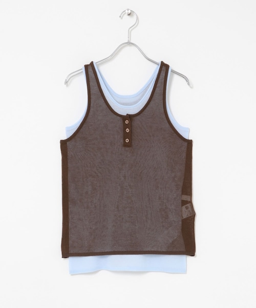 SENSE OF PLACE by URBAN RESEARCH（センスオブプレイスバイアーバンリサーチ）の「『洗濯可』アンサンブルニットタンクトップ（タンクトップ・レディース・NVYxIVO/CHAxGRY/BRNxBLU・One）」の2枚目の写真