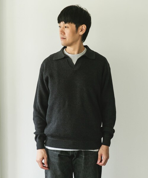 URBAN RESEARCH DOORS(アーバンリサーチドアーズ)の「『一部WEB限定カラー』コットンウール スキッパーニット(ニット/セーター・メンズ・NAVY/CHARCOAL/BROWN・M/L)」の13枚目の写真