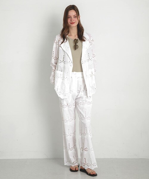 URBAN RESEARCH Sonny Label（アーバンリサーチサニーレーベル）の「コットンレースジャケット（テーラードジャケット・レディース・ブラック/オフ・FREE）」の9枚目の写真