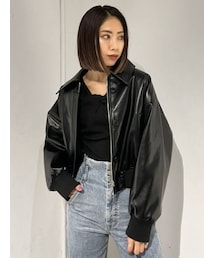 EMODA | ヴィーガンレザーボンバージャケット(ブルゾン)