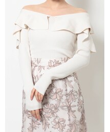 MERCURYDUO | オープンショルダーラッフルリブニット(ニット/セーター)