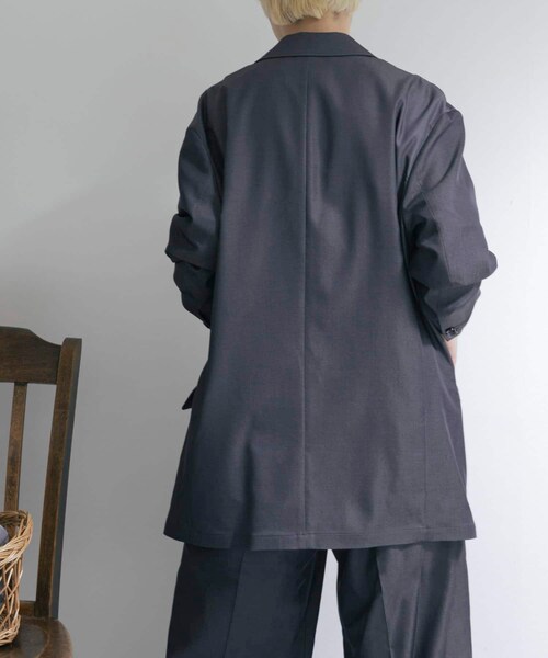 THE GOODLAND MARKET（ザグッドランドマーケット）の「『別注』MIDIUMISOLID×TGM　Double breasted jacket（テーラードジャケット・レディース・Blue/l.Beige/C.Gray・one）」の9枚目の写真