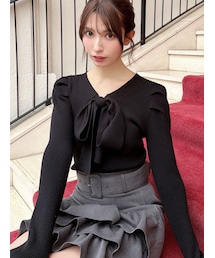 RESEXXY | ボウタイニットトップス(ニット/セーター)