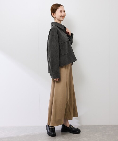 ROPE' PICNIC（ロペピクニック）の「ジャージーメルトンシリーズ ポケット付きジップブルゾン/リンクコーデ（ブルゾン・レディース・チャコール/ライトグレー/ブラウン系/ベージュ・F）」の8枚目の写真