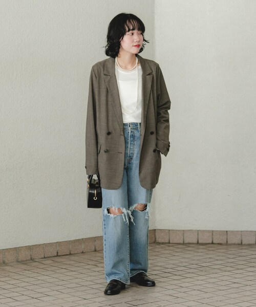 URBAN RESEARCH（アーバンリサーチ）の「ウール混ダブルブレストジャケット（テーラードジャケット・レディース・BLACK/BROWN・FREE）」の22枚目の写真