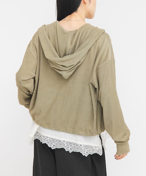 KBF（ケイビーエフ）の「リングドットパイルフーディー（パーカー・レディース・IVORY/TOP GRAY/KHAKI・One）」の3枚目の写真