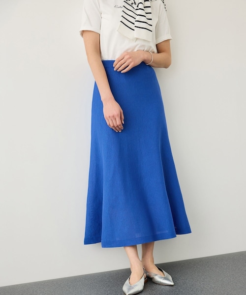 ROPE'(ロペ)の「ギマコットンニットフレアスカート/セットアップ対応・イージーケア(スカート・レディース・ブラック/ブラウン系/ブルー・F)」の7枚目の写真