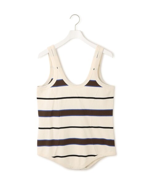 ADAM ET ROPE'(アダムエロペ)の「【TanC(タンク)】PIQUE BORDER TANK ROMPERS(タンクトップ・レディース・キナリ・F)」の2枚目の写真