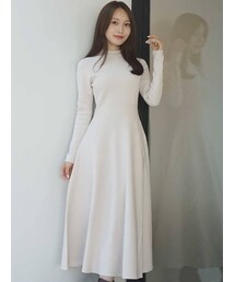 MERCURYDUO | ハイツイストスタンドカラーロングスリーブニットワンピース(ワンピース)