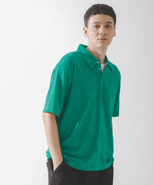 URBAN RESEARCH Sonny Label（アーバンリサーチサニーレーベル）の「配色パイルポロシャツ（ポロシャツ・メンズ・グレー/グリーン/ネイビー・M/L）」の4枚目の写真