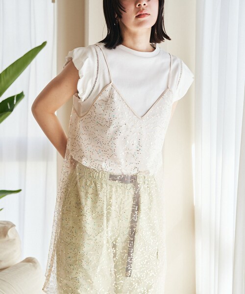 VIS（ビス）の「スパンコールキャミワンピース（ワンピース・レディース・ブラック系/ベージュ系・F）」の4枚目の写真