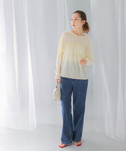 URBAN RESEARCH ROSSO（アーバンリサーチロッソ）の「ストレッチレースプルオーバー（Tシャツ/カットソー・レディース・OFF WHITE/BLACK・FREE）」の5枚目の写真