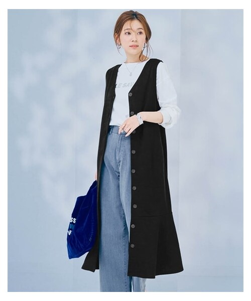 nissen（ニッセン）の「マーメイドジャンパースカート（ワンピース・レディース・黒/エクリュ/チャコールグレー・S/M/L/LL/3L/4L/5L/6L）」の4枚目の写真