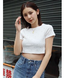 EVRIS | ラインストーンコンパクトＴシャツ(Tシャツ/カットソー)