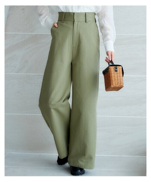 nissen（ニッセン）の「大きいサイズ　ワイドパンツ　miclat（パンツ・レディース・生成り/カーキ・L/LL/3L/4L/5L/6L/8L/10L）」の15枚目の写真