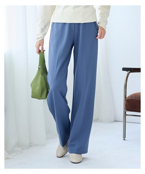 nissen（ニッセン）の「＜大きいサイズ＞ あったか裏起毛カットジョーゼットストレートパンツ（ゆったりヒップ）（選べる２レングス）■大人の落ち感シリーズ■（パンツ・レディース・黒/ローズピンク/キャメルベージュ/アズールブルー/チャコール・L/LL/3L/4L/5L/6L/8L/10L）」の18枚目の写真