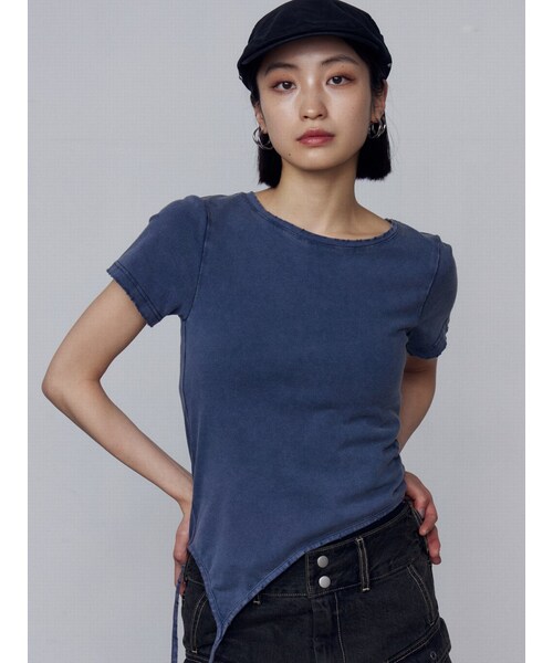 EMODA（エモダ）の「ハングストリングTシャツ（Tシャツ/カットソー・レディース・ホワイト/ブラック/ネイビー・F）」の6枚目の写真