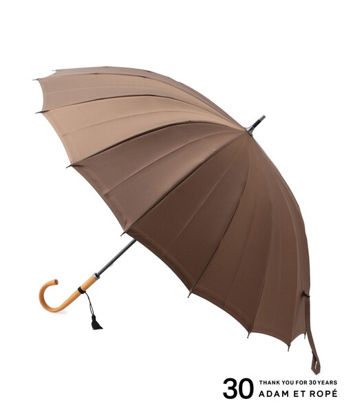 ADAM ET ROPE'(アダムエロペ)の「【30th】別注 裏縞長傘16本骨 / 雨晴兼用55cm(長傘・レディース・ブラック/キャメル系・F)」の2枚目の写真