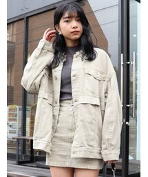 MURUA | オーバールーズノーカラージャケット【セットアップ着用可能】(デニムジャケット)