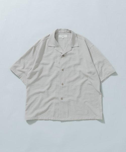 URBAN RESEARCH ROSSO（アーバンリサーチロッソ）の「『WEB限定』『セットアップ対応/XLサイズあり』リネンライクオープンカラー半袖オーバーシャツ（シャツ/ブラウス・メンズ・BLACK/LIGHT GRAY/NAVY・M/L/XL）」の2枚目の写真