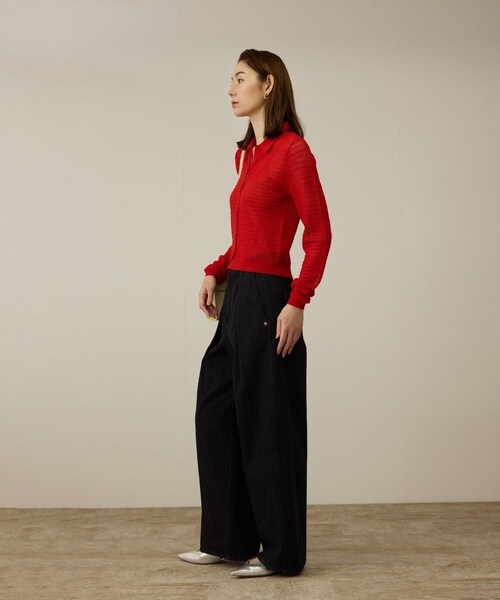 ROPE'（ロペ）の「【洗える】ワンタック ワイドデニムパンツ（デニムパンツ・レディース・ブラック/ブルー・36/38/40）」の13枚目の写真