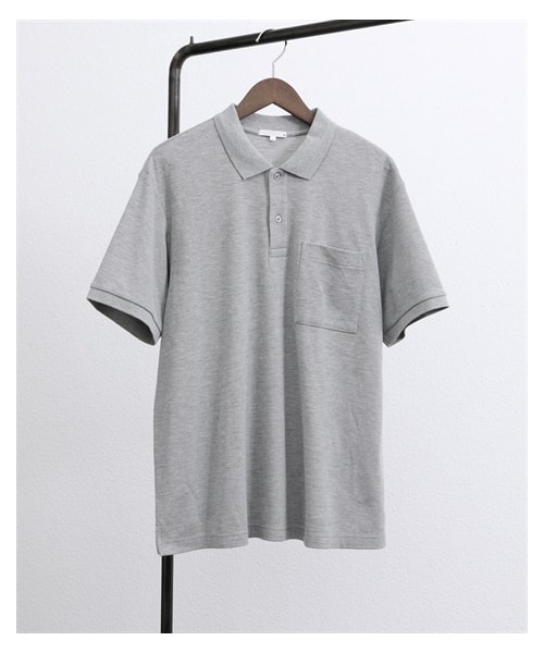 nissen（ニッセン）の「お腹ゆったりポケット付半袖カノコポロシャツ（ポロシャツ・メンズ・オフホワイト/杢グレー/ネイビー/ピンク/黒/カーキ・M/L/LL/3L/4L/5L/6L/8L/10L）」の22枚目の写真