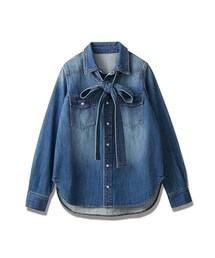nissen | 【CHIC STYLE】ライトオンスデニムリボンタイ付きシャツ(シャツ/ブラウス)