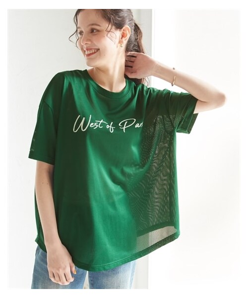 nissen（ニッセン）の「大きいサイズ【水陸両用】オーバーサイズメッシュプリントTシャツ（Tシャツ/カットソー・レディース・黒/オフホワイト/フォレストグリーン/サマーイエロー・L/LL/3L/4L/5L/6L/8L/10L）」の16枚目の写真